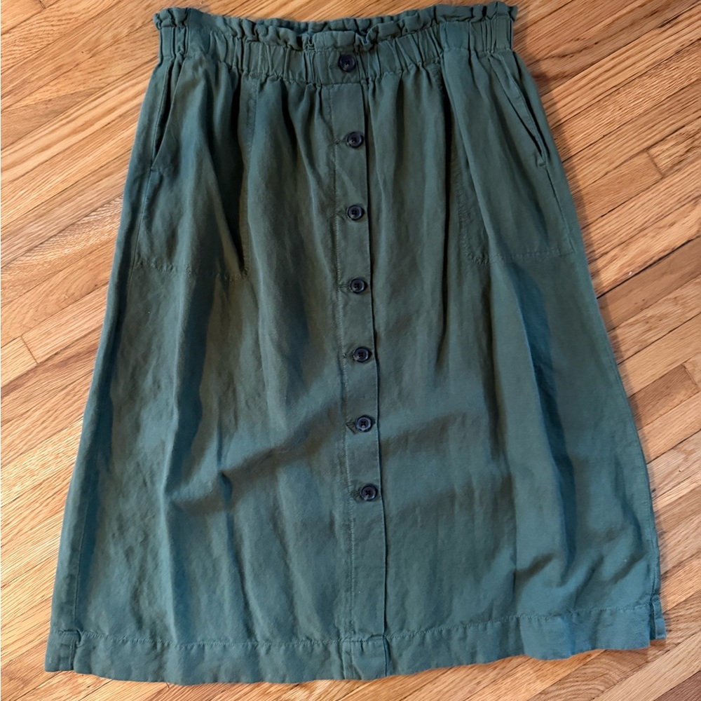 Madewell Elegant Green Button-Down Skirt